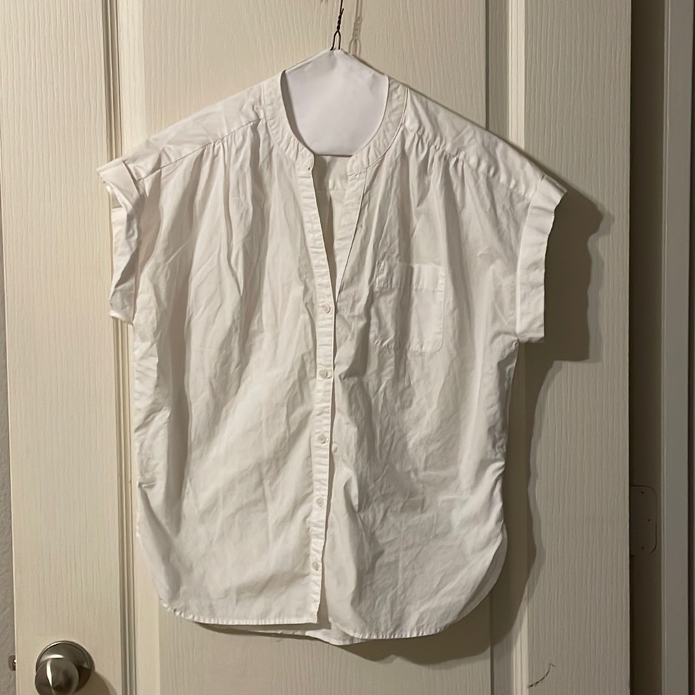 JCrew white shirt sleeve button up crisp cotton shirt
